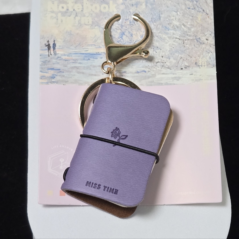 Mini Purple Traveler’s Notebook Keychain – Leatherbound Journal Bag Charm Gift